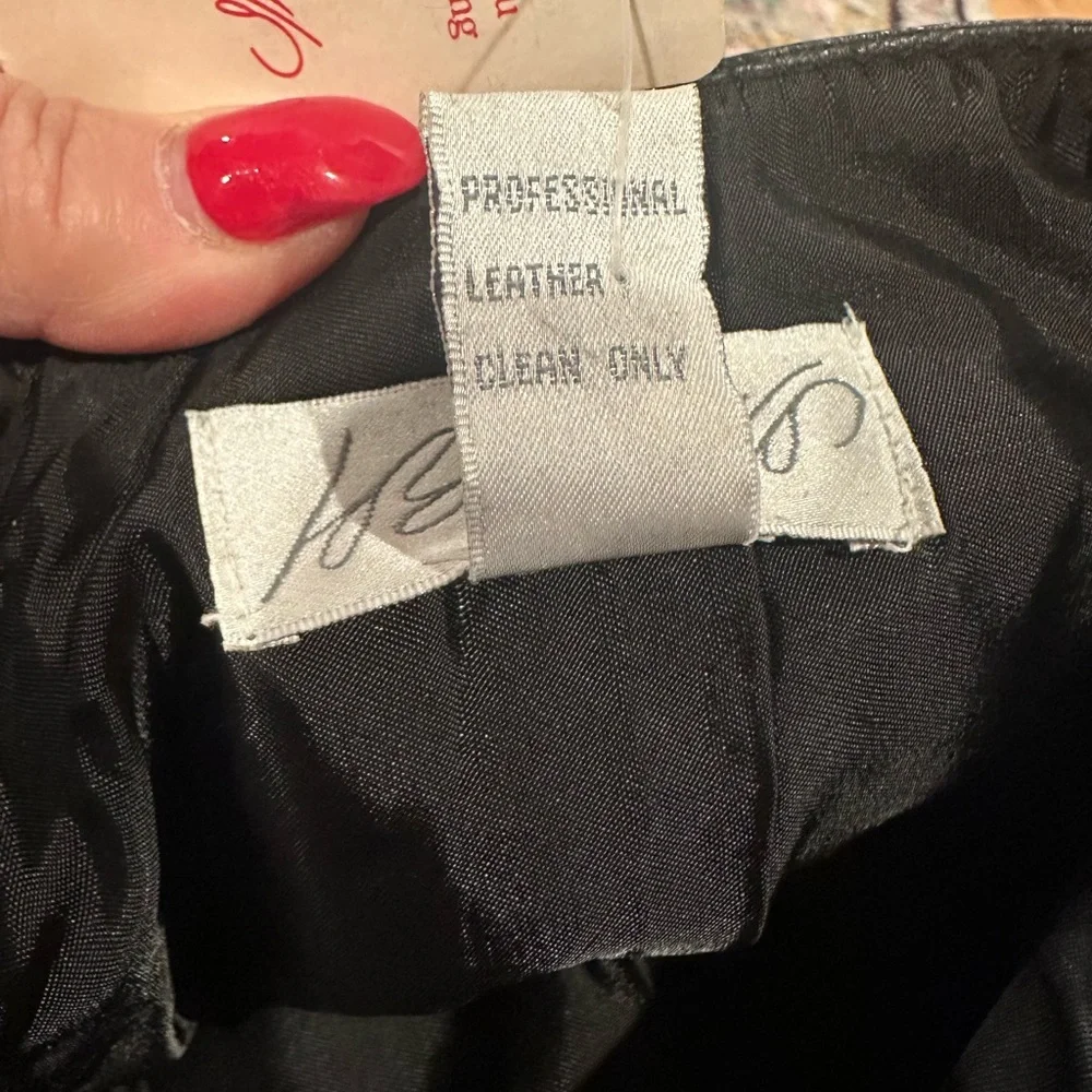 Leather Black Bikercore Goth Club Y2K Lord & Taylor Lined Pencil Skirt 12